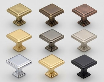 High Quality Square Knob for Dressers, Vintage Handle for Kitchen Cabinets, Matte Black Furniture Hardware, Gold Pulls for Drawers
