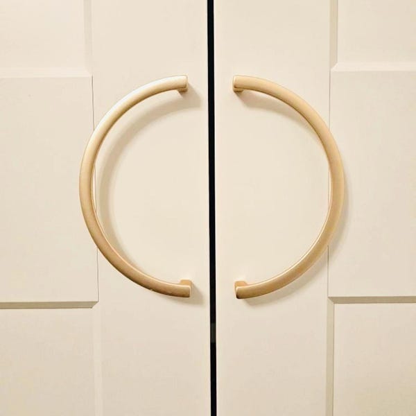 Halve cirkel massieve knop van geborsteld messing voor kast, matzwarte C-greep van kast, modern gepolijst zilveren ladeknop, minimalistische knoppen