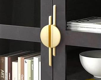 Modern Brushed Brass Solid Cabinet Handle in Zinc Alloys, Nordic Style Dresser Knob, Minimalist Pull for Drawers, Vintage Knobs for Cupboard