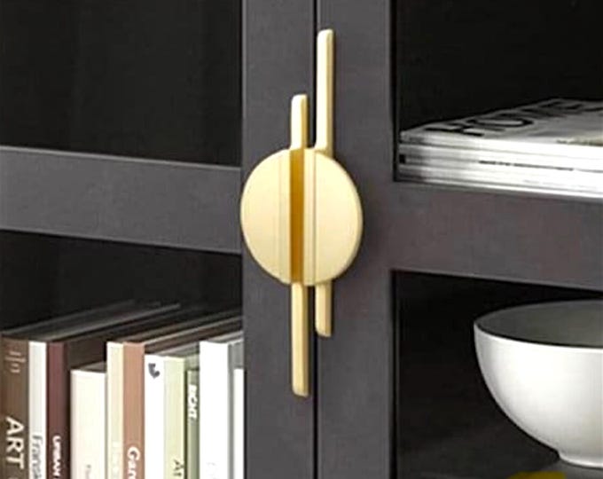 Featured listing image: Modern Brushed Brass Solid Cabinet Handle in Zinc Alloys, Nordic Style Dresser Knob, Minimalist Pull for Drawers, Vintage Knobs for Cupboard