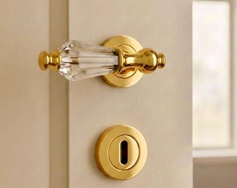 Crystal Door Lever Handle Pair: Zinc Alloy Door Knobs