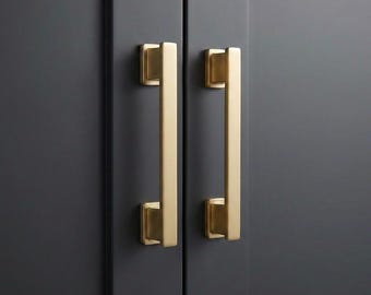 High Finishing Brass Gold Kitchen Handles for Cabinets, Black Knobs for Wardrobes, Vintage Brushed Bronze Pulls, Retro Design Dresser Knobs