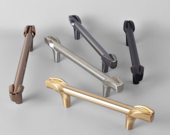 Premium Styling Solid Brushed Brass Bar Handle in Zinc Alloys for Cabinets, Black Dresser Knob, Silver Pull for Drawers, Vintage Bronze Knob