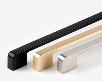 Minimalist Brushed Brass Solid Cabinet Handle in Zinc Alloys, Black Dresser Knob, Modern Pull for Drawers, Brushed Nickel Knobs for Cupboard