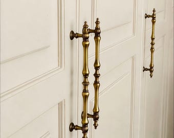 Vintage Bronze Bar Handle, Retro Drawer Pull, Aged Dresser Knob, Solid Bar Furniture Accessories, Antique Yellow Kitchen Cabinet Handles