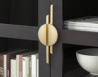 Modern Brushed Brass Solid Cabinet Handle in Zinc Alloys, Nordic Style Dresser Knob, Minimal Pull for Drawers, Vintage Knobs for Cupboards