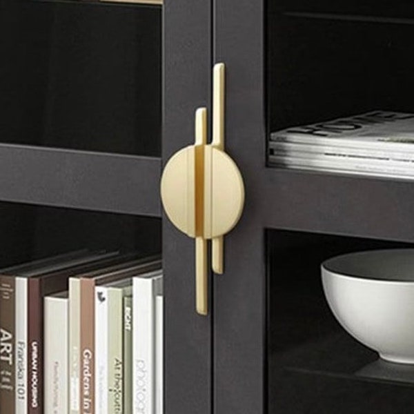 Modern Brushed Brass Solid Cabinet Handle in Zinc Alloys, Nordic Style Dresser Knob, Minimal Pull for Drawers, Vintage Knobs for Cupboards