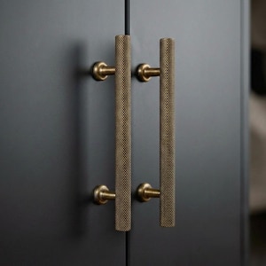 Knurled Bronze Cabinet Handle: Vintage Textured Drawer Pull
