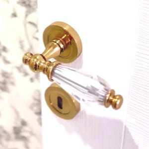 Crystal Door Lever Handle Pair: Zinc Alloy Door Knobs