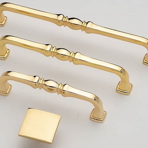 Polished Gold Solid Bar Handle for Cabinet in Zinc Alloys, Modern Knob for Wardrobe, Brass Pull for Drawer, Dresser Knob, Furniture Handle