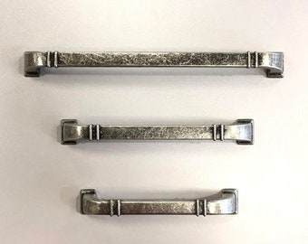 Brushed Vintage Silver Solid Bar Handle for Cabinet in Zinc Alloys, Knob for Wardrobe, Pull for Drawer, Dresser Knob, Furniture Hardware