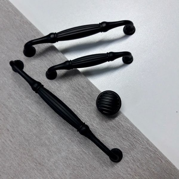 Solid Matte Black Bar Handle for Furniture in Zinc Alloys, Knob for Wardrobe, Hardware for Kitchen Cabinet, Drawer for Pull, Dresser Knob