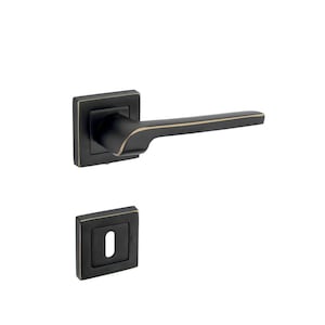 Matte Black Door Lever Handle Set: Zinc Alloy with Rosettes