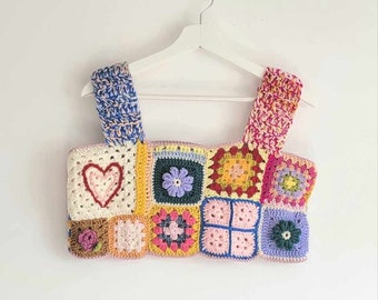 Patchwork Crochet CropTop | Granny Square Tank Top