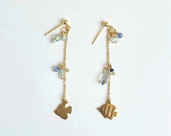 Tropical Fish Drop Earrings | Minimal Jewelry Dainty Earrings Gift