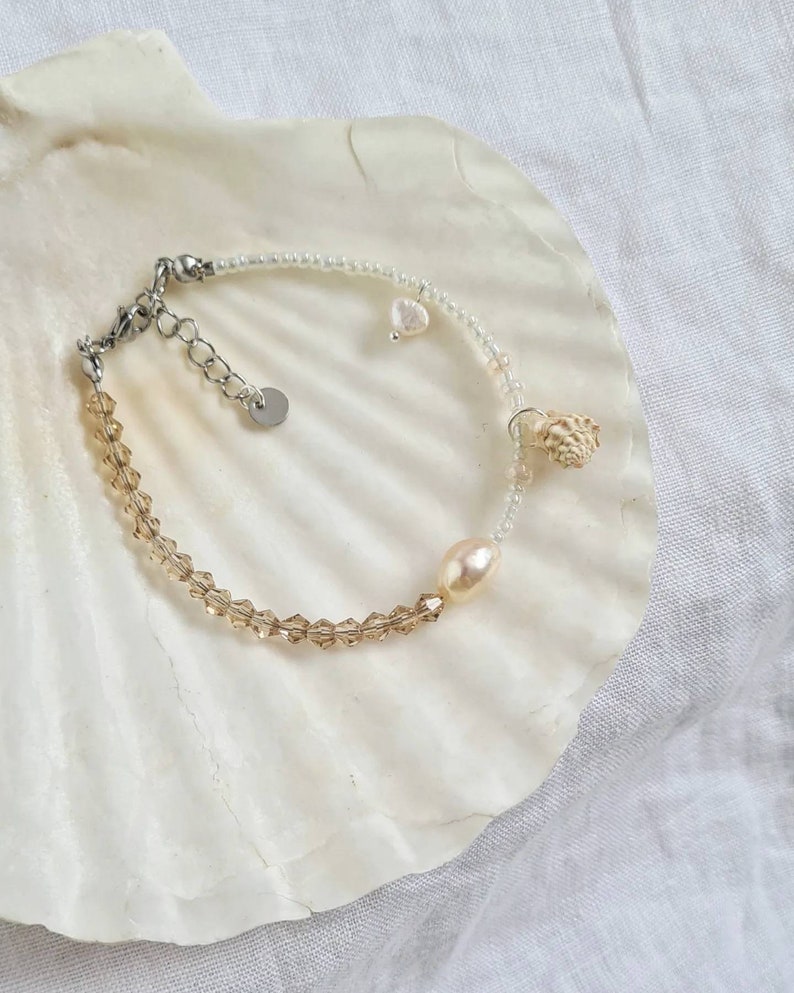 Beige Pearl and Corwie Bracelet beaded accesories image 6