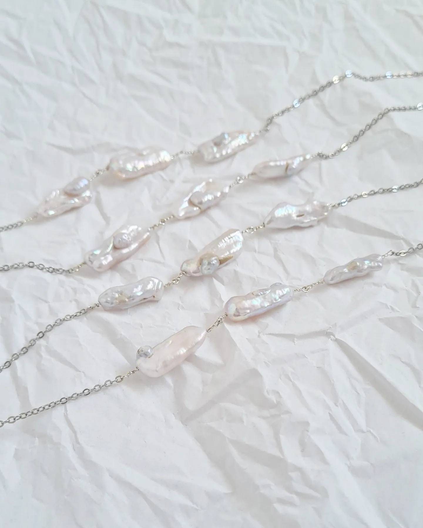 Irregular Pearl String Necklace - Gold Electroplated