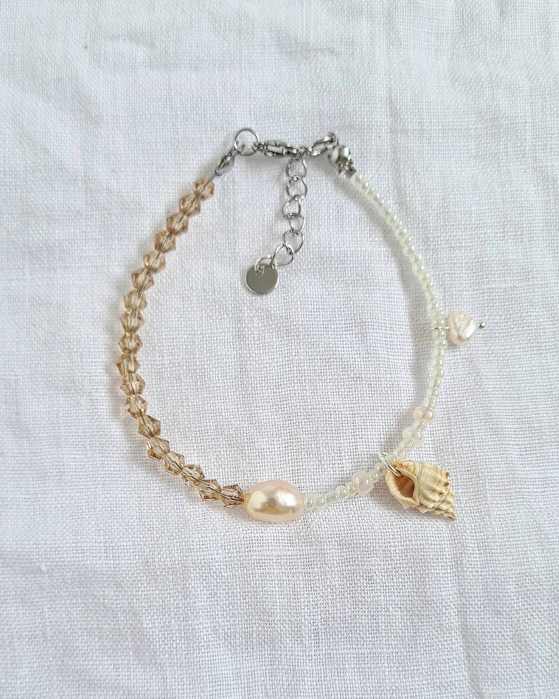 Beige Pearl and Corwie Bracelet beaded accesories image 7