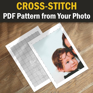 Photo to Cross Stitch Pattern, Custom Made, Pdf Download, Personalized Digital Pattern to Pdf Format, Picture Counted Custom Stitch Pattern