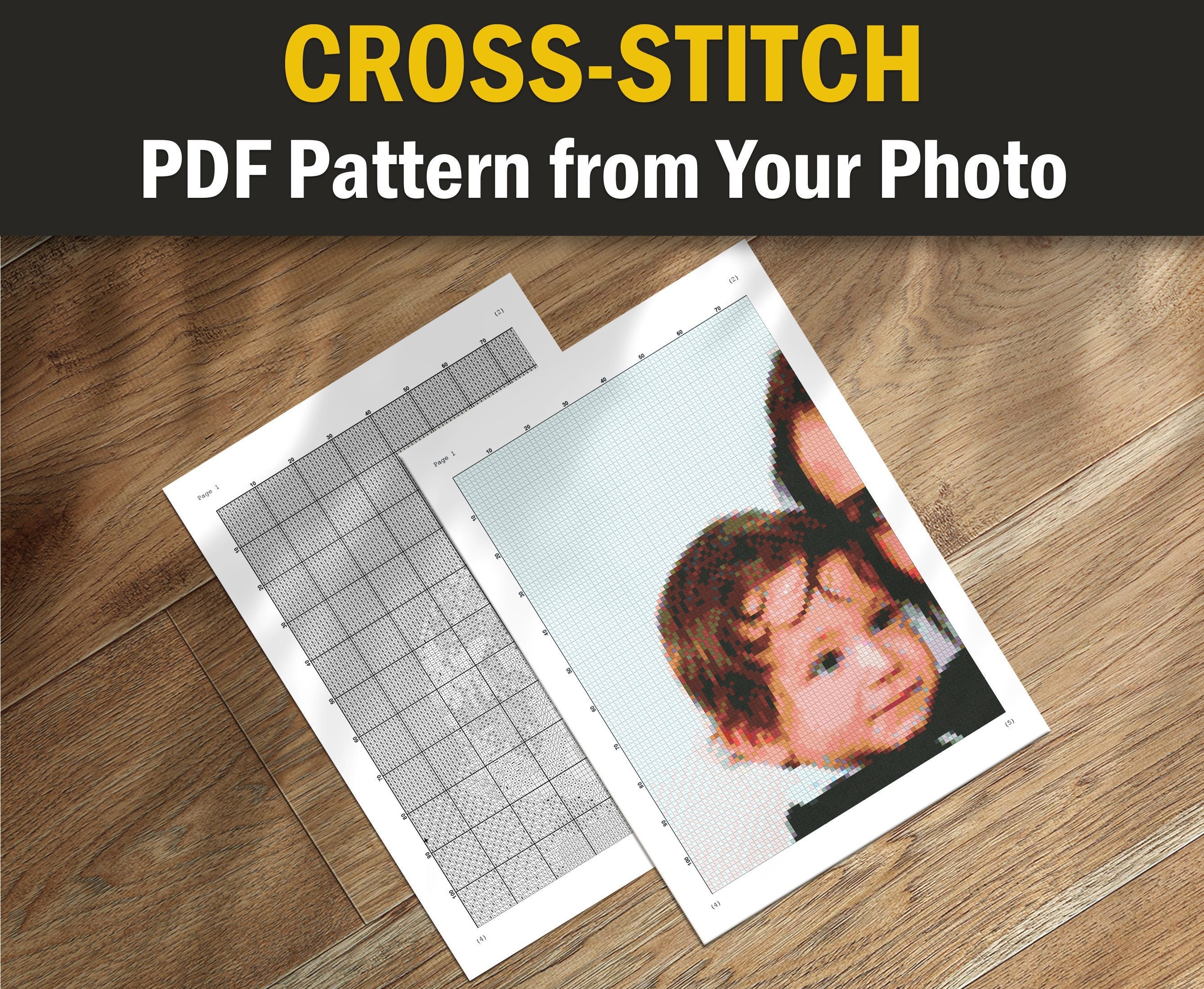 Photo to Cross Stitch Pattern Custom Made Pdf Download Etsy