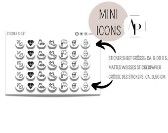 35 MINI ICON Stickers - Sport / WORKOUT / Fitness - minimal Planner Stickers - mini icons