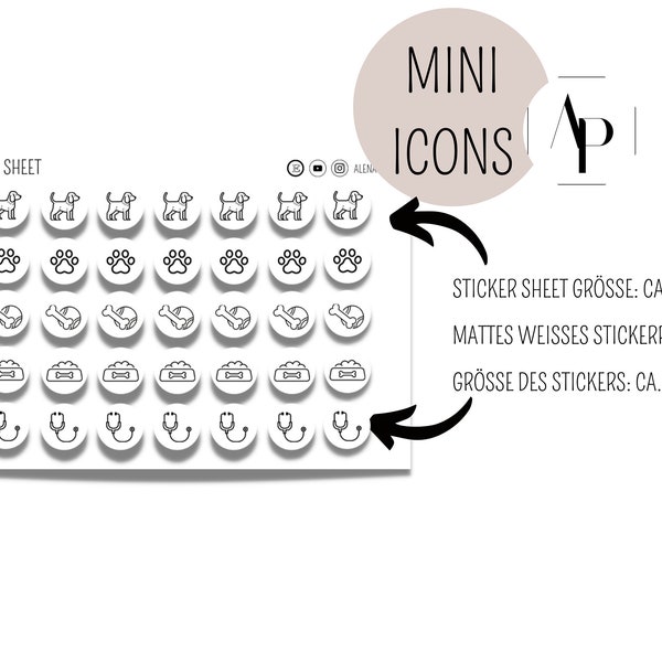 35  MINI ICON Sticker - Pet / DOG - minimal Planner Stickers - mini icons