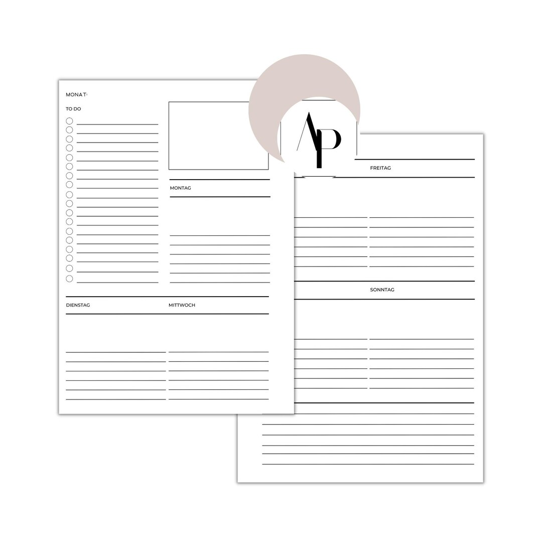 1 Woche auf 2 Seiten Kalender Einlage A5 Kalendereinlagen - Etsy.de