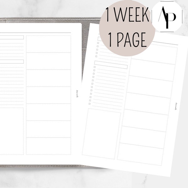 Kalender Einlage  - 1 Woche 1 Seite, To-do, Prioritäten, Notizen I undatiert, ungelocht - 1 Week 1 Page