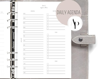 Calendar insert - 1 day 1 page Daily Agenda I undated, unpunched - calendar inserts for your A5 calendar