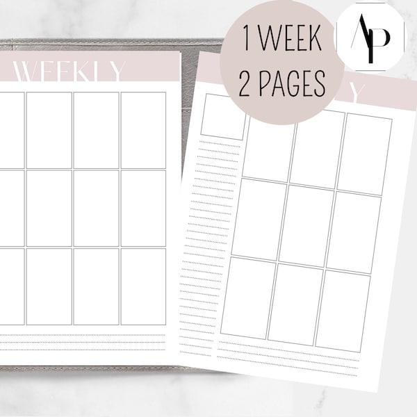 Kalender Einlage  - 1 Woche 2 Seiten, To-do, Prioritäten, Notizen I undatiert, ungelocht - 1 Week 1 Page