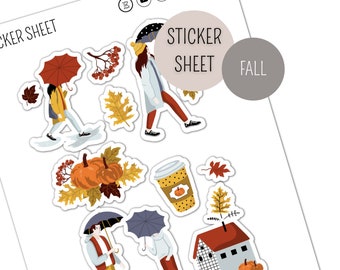 Stickers - Autumn and Pumpkin | cute stickers, autumnal stickers suitable for ALL bullet journals, planners, calendars & scrapbooks