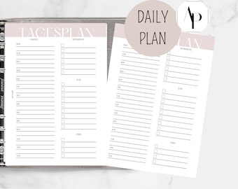 Calendar insert - 1 day 1 page Daily Agenda blush I undated, unpunched - Daily Planner