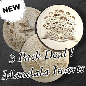 Mandala Dot Inserts, Wooden DIY coloring inserts, 8 inch round mandala style paint yourself disk