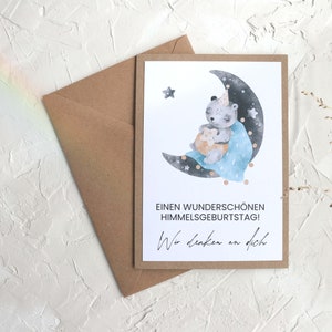 Himmelsgeburtstag - Erinnerungskarte für Sternenkinder | Klappkarte Kraftpapier 10,5 x 14,8cm inkl. Kuvert