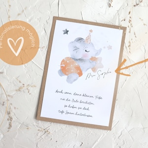 Trauerkarte Sternenkind - | Klappkarte Kraftpapier braun 10,5 x 14,8cm inkl. Kuvert (in braun oder weiß) | Personalisierbar