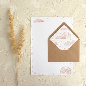 Letter paper set "Boho Rainbow" - design in DIN A4 (10 sheets) with matching kraft paper envelopes in DIN C6 (5 envelopes)