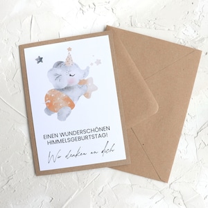 Himmelsgeburtstag - Erinnerungskarte für Sternenkinder | Klappkarte Kraftpapier 10,5 x 14,8cm inkl. Kuvert