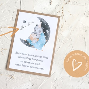 Trauerkarte Sternenkind - | Klappkarte Kraftpapier braun 10,5 x 14,8cm inkl. Kuvert | Personalisierbar