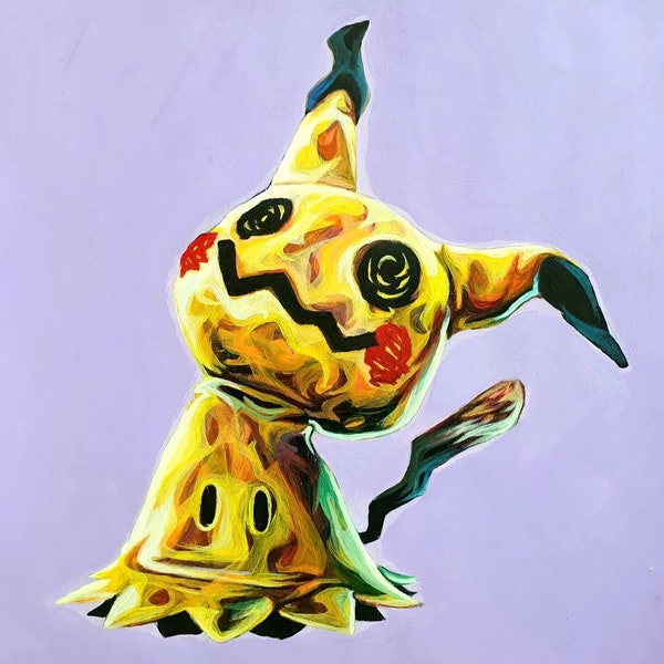 Mimikyu, Original Acrylic Painting, 14 x 14.5 inches