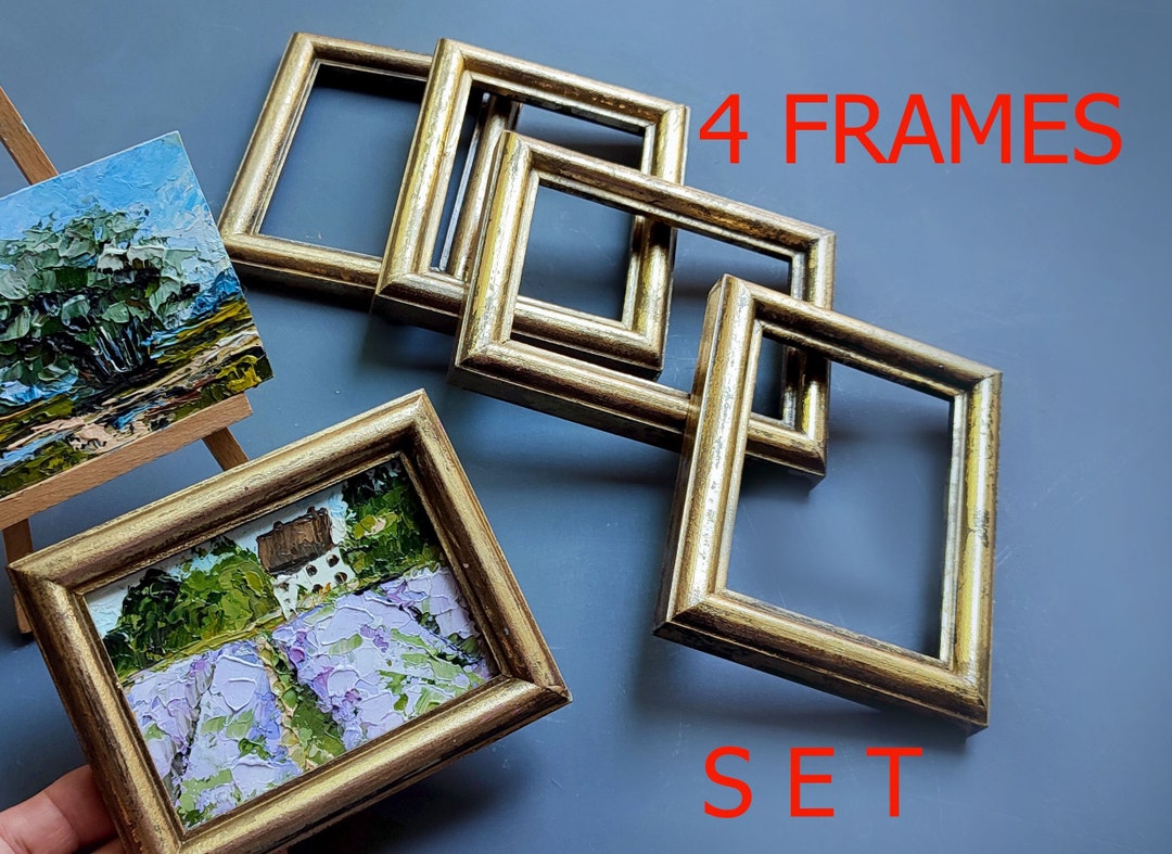 4 Wood Gold Frames 4x6 Vintage Style Gallery Wall Set Etsy