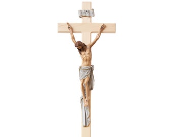 Crucifijo Resina Pintada Y Tallada A Cruz De Pared Grande Crucifijo Resina Pintada Y Tallada A Cruz De Pared Grande