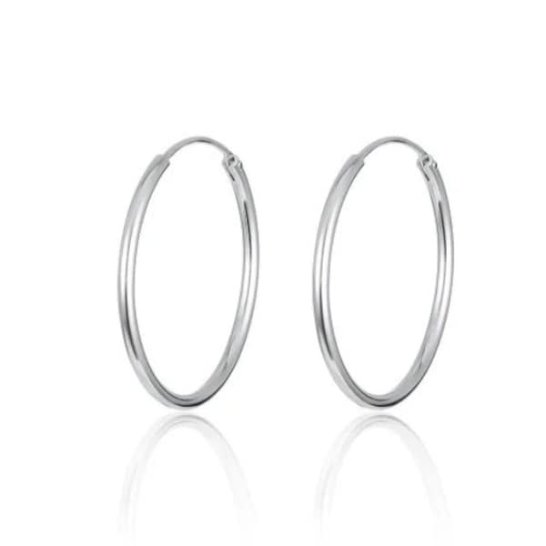 925 SOLID Sterling Silver Hoop Earrings 30 mm Hinged Earrings