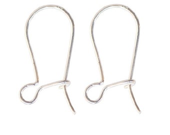 SOLID 925 Sterling Silver Kidney Ear Wire PAIR Earring Findings