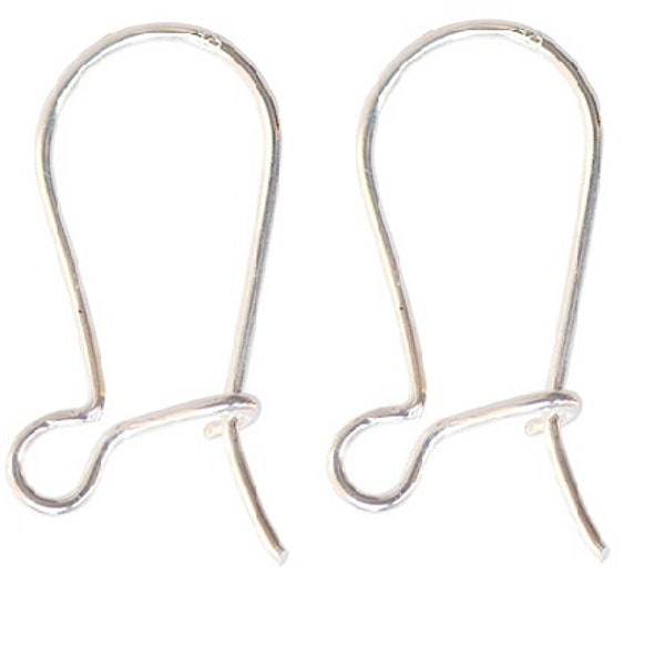 SOLID 925 Sterling Silver Kidney Ear Wire PAIR Earring Findings