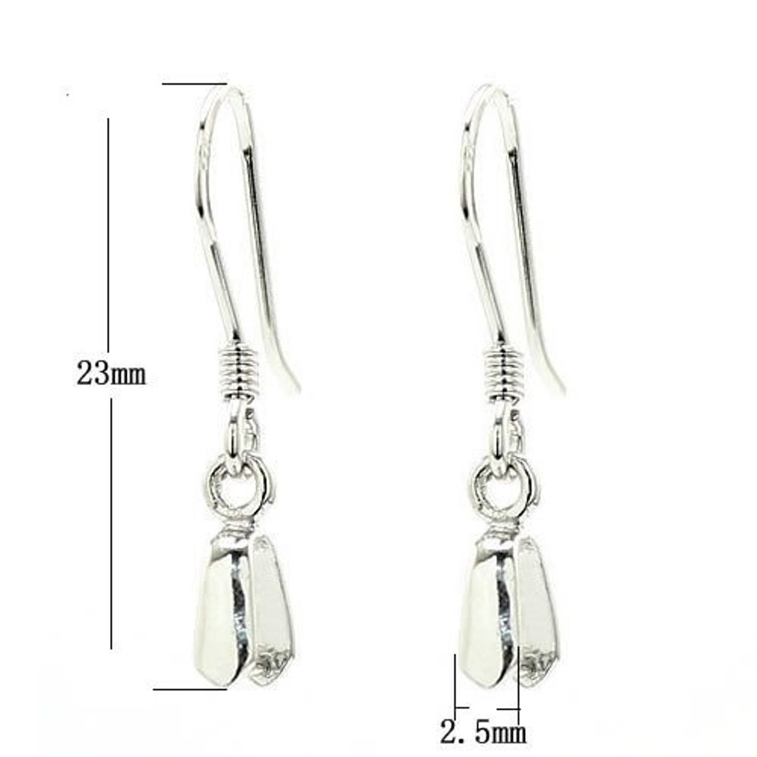 Solid .925 Sterling Silver Fish Hook Ear Wires with Pinch Bails, Silver  Pendant Clasp Earring Hooks for DIY Jewelry Making