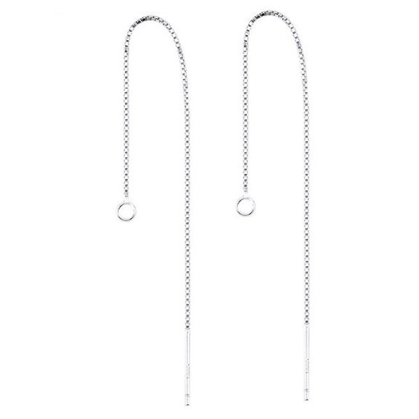 925 Sterling Silver Thread Earrings Threader Earwires with open jumpring Earring Findings