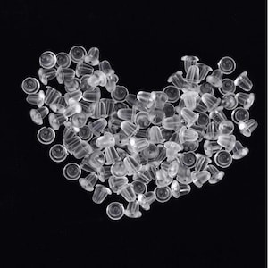 50 x weiche Gummi-Kunststoff-Ersatz-Ohrring-Verschlüsse ~ 4 mm Kugel