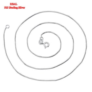 HIGH QUALITY SOLID 925 Sterling Silver Box Chain Necklace for Pendants 45cm