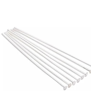 6 FLAT HEAD Pins 925 SOLID Sterling Silver 60mm