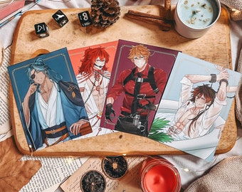 Kaeya, Diluc, Childe Tartaglia, Zhongli, Xiao, Wriothesley, Neuvillette, Dottore — Genshin Impact Characters A6 Print